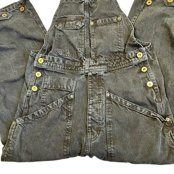 Zara Sz XS Carpenter Bib Overalls Cropped Relaxed Washed Black Utility Grunge - Picture 6 of 16